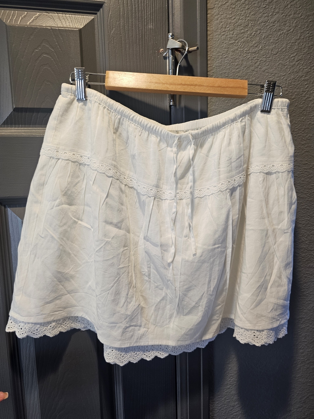 Reformation White Lace-Trim Cotton Skirt